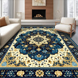 Ultra Soft Area Rug, Non Slip, Stain Resistant, Washable Area Rugs for Living Room, Bedroom, Boho Style Beige Abstract(Blue)