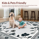 Ultra Soft Area Rug, Non Slip, Stain Resistant, Washable Area Rugs for Living Room, Bedroom, Modern Botanical Luxe Touch(Gray)