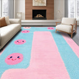 Ultra Soft Area Rug, Non Slip, Stain Resistant, Washable Area Rugs for Living Room, Bedroom, Fun Vibrant Expression Layout(Pink)