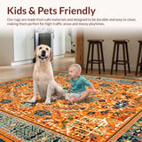 Ultra Soft Area Rug, Non Slip, Stain Resistant, Washable Area Rugs for Living Room, Bedroom, Chic Modern Striped Pattern(Orange)