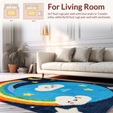 Ultra Soft Area Rug, Non Slip, Stain Resistant, Washable Area Rugs for Living Room, Bedroom, Cute Washable Shaggy Bathroom Area Mat(Blue)