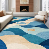 Ultra Soft Area Rug, Non Slip, Stain Resistant, Washable Area Rugs for Living Room, Bedroom, Marine Life Play Area Rug Kids Washable Floor Mat(Blue)