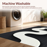 Ultra Soft Area Rug, Non Slip, Stain Resistant, Washable Area Rugs for Living Room, Bedroom, Contemporary Snake Motif Artwork(White)