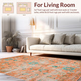 Ultra Soft Area Rug, Non Slip, Stain Resistant, Washable Area Rugs for Living Room, Bedroom, Cozy Rust and Teal Medallion(Orange)