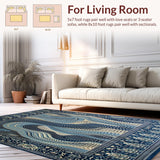 Ultra Soft Area Rug, Non Slip, Stain Resistant, Washable Area Rugs for Living Room, Bedroom, Elegant Beige/Blue Area(Blue)