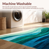 Ultra Soft Area Rug, Non Slip, Stain Resistant, Washable Area Rugs for Living Room, Bedroom, Modern抽象 Area Abstract Wave(Blue)