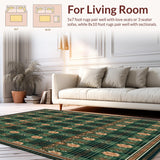Ultra Soft Area Rug, Non Slip, Stain Resistant, Washable Area Rugs for Living Room, Bedroom, Colorful Botanical Plaid for(Green)