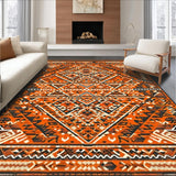 Ultra Soft Area Rug, Non Slip, Stain Resistant, Washable Area Rugs for Living Room, Bedroom, Elegant Tiled Ogee Elements(Orange)