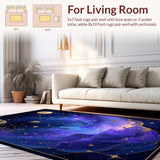 Ultra Soft Area Rug, Non Slip, Stain Resistant, Washable Area Rugs for Living Room, Bedroom, Vibrant Ethereal Universe Design(Purple)
