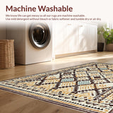 Ultra Soft Area Rug, Non Slip, Stain Resistant, Washable Area Rugs for Living Room, Bedroom, Rustic Textured Diamond Motif(Beige)