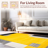 Ultra Soft Area Rug, Non Slip, Stain Resistant, Washable Area Rugs for Living Room, Bedroom, Vibrant Geometric Box Motif(Yellow)