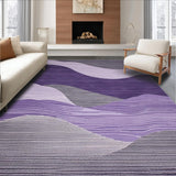 Ultra Soft Area Rug, Non Slip, Stain Resistant, Washable Area Rugs for Living Room, Bedroom, Sophisticated Black Grey Ripple Effect(Purple)