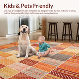 Ultra Soft Area Rug, Non Slip, Stain Resistant, Washable Area Rugs for Living Room, Bedroom, Rustic Patchwork Area Rug With Vibrant Earthy Hues And Geometric Patterns(Orange)