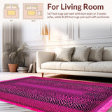 Ultra Soft Area Rug, Non Slip, Stain Resistant, Washable Area Rugs for Living Room, Bedroom, Modern Striped Wild Design(Pink)