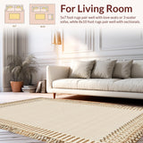 Ultra Soft Area Rug, Non Slip, Stain Resistant, Washable Area Rugs for Living Room, Bedroom, Whimsical Curved Edge Design(Beige)