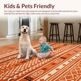 Ultra Soft Area Rug, Non Slip, Stain Resistant, Washable Area Rugs for Living Room, Bedroom, Sleek Vibrant Warm Tones(Orange)