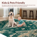 Ultra Soft Area Rug, Non Slip, Stain Resistant, Washable Area Rugs for Living Room, Bedroom, Chic Floral Green Medley(Green)