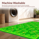 Ultra Soft Area Rug, Non Slip, Stain Resistant, Washable Area Rugs for Living Room, Bedroom, Rustic Textured Lucky Leaf Design(Green)