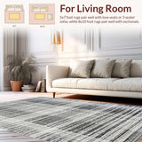 Ultra Soft Area Rug, Non Slip, Stain Resistant, Washable Area Rugs for Living Room, Bedroom, Black White Striped Floor Rug, Refined Style(Black)
