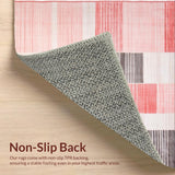 Ultra Soft Area Rug, Non Slip, Stain Resistant, Washable Area Rugs for Living Room, Bedroom, Trendy Modern Textured Stripes(Red)