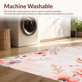 Ultra Soft Area Rug, Non Slip, Stain Resistant, Washable Area Rugs for Living Room, Bedroom, Serene Minimalist Blush Touch(Pink)