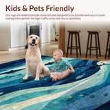Ultra Soft Area Rug, Non Slip, Stain Resistant, Washable Area Rugs for Living Room, Bedroom, Underwater Whale and Dolphin School with 3D Ocean Depths and Sea Creatures(Blue)