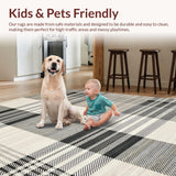 Ultra Soft Area Rug, Non Slip, Stain Resistant, Washable Area Rugs for Living Room, Bedroom, Chic Reversible Plaid Aesthetic(Gray)