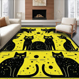 Ultra Soft Area Rug, Non Slip, Stain Resistant, Washable Area Rugs for Living Room, Bedroom, Charming Animal Motif in Black(Yellow)