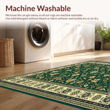 Ultra Soft Area Rug, Non Slip, Stain Resistant, Washable Area Rugs for Living Room, Bedroom, Beige Boho with Floral Motifs(Green)