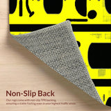 Ultra Soft Area Rug, Non Slip, Stain Resistant, Washable Area Rugs for Living Room, Bedroom, Eclectic Y2K Graphic Statement(Yellow)