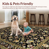 Ultra Soft Area Rug, Non Slip, Stain Resistant, Washable Area Rugs for Living Room, Bedroom, Chic Rustic Floral Medley(Black)