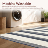 Ultra Soft Area Rug, Non Slip, Stain Resistant, Washable Area Rugs for Living Room, Bedroom, Stylish Contemporary Graphic Stripe Expression(White)