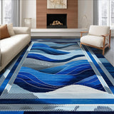 Intricate Geometric Wave Area with Modern Abstract Design(Blue)