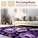 Ultra Soft Area Rug, Non Slip, Stain Resistant, Washable Area Rugs for Living Room, Bedroom, Rustic Purple Blossom Pattern(Purple)