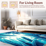 Ultra Soft Area Rug, Non Slip, Stain Resistant, Washable Area Rugs for Living Room, Bedroom, Cozy Island Getaway(Blue)