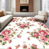 Ultra Soft Area Rug, Non Slip, Stain Resistant, Washable Area Rugs for Living Room, Bedroom, Timeless Botanical Round Statement(White)