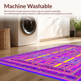 Ultra Soft Area Rug, Non Slip, Stain Resistant, Washable Area Rugs for Living Room, Bedroom, Colorful Geometric Pop Art Pattern(Purple)