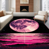 Ultra Soft Area Rug, Non Slip, Stain Resistant, Washable Area Rugs for Living Room, Bedroom, Moon Phase Elegant Textured Design(Purple)
