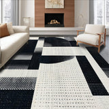 Ultra Soft Area Rug, Non Slip, Stain Resistant, Washable Area Rugs for Living Room, Bedroom, Ebony & Ivory Dash: Cotton Flatweave Rug, Modern Hall Decor(Black)