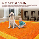 Ultra Soft Area Rug, Non Slip, Stain Resistant, Washable Area Rugs for Living Room, Bedroom, Brightly Colored Fun Fantasy Design(Orange)