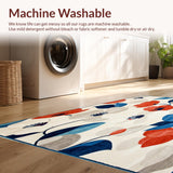 Ultra Soft Area Rug, Non Slip, Stain Resistant, Washable Area Rugs for Living Room, Bedroom, Contemporary Meadow Reverie with Abstract Petals and Layered Florals(White)