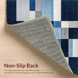 Ultra Soft Area Rug, Non Slip, Stain Resistant, Washable Area Rugs for Living Room, Bedroom, Vibrant Geometric Color Block Style(Blue)