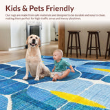 Ultra Soft Area Rug, Non Slip, Stain Resistant, Washable Area Rugs for Living Room, Bedroom, Playful Scalloped Rug(Blue)