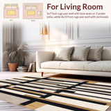 Ultra Soft Area Rug, Non Slip, Stain Resistant, Washable Area Rugs for Living Room, Bedroom, Modern Minimalist Black and Beige Area Featuring Abstract Cross Designs(Beige)