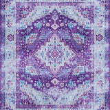 Ultra Soft Area Rug, Non Slip, Stain Resistant, Washable Area Rugs for Living Room, Bedroom, Trendy Eclectic Medallion Theme(Purple)