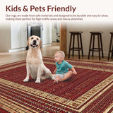 Ultra Soft Area Rug, Non Slip, Stain Resistant, Washable Area Rugs for Living Room, Bedroom, Charming Multicolor Patterned Textiles(Red)