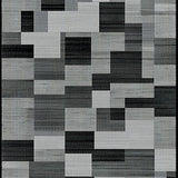 Ultra Soft Area Rug, Non Slip, Stain Resistant, Washable Area Rugs for Living Room, Bedroom, Chic Black Geometric Styling(Gray)