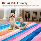 Ultra Soft Area Rug, Non Slip, Stain Resistant, Washable Area Rugs for Living Room, Bedroom, Serene Colorful Brushstroke Harmony(Pink)
