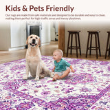 Ultra Soft Area Rug, Non Slip, Stain Resistant, Washable Area Rugs for Living Room, Bedroom, Sophisticated Floral Lattice Texture(White)