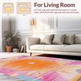 Ultra Soft Area Rug, Non Slip, Stain Resistant, Washable Area Rugs for Living Room, Bedroom, Chic Modern Circular Artistry(Orange)
